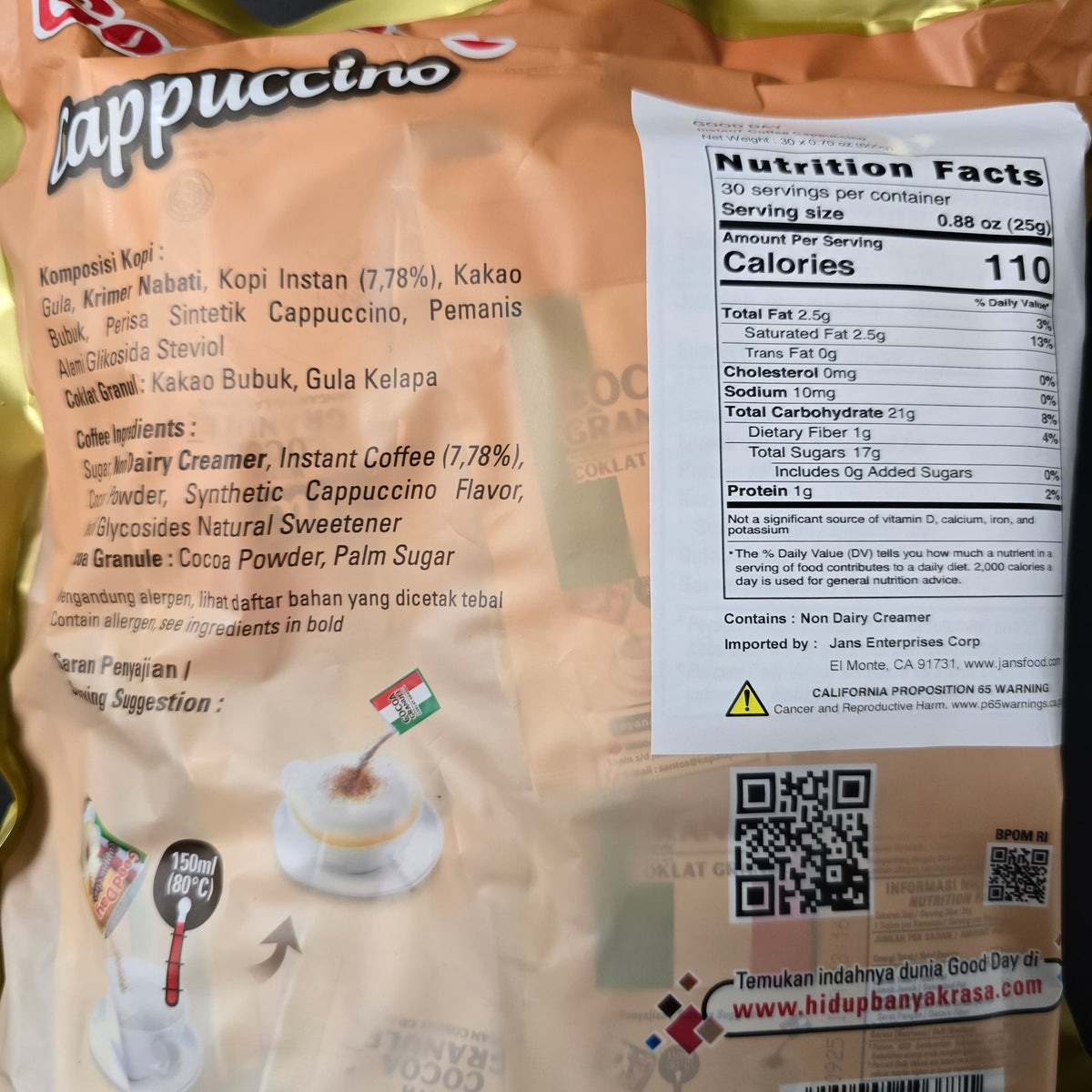 Good Day Cappucinno Instant Coffee (30x25 g) – Aneka Market