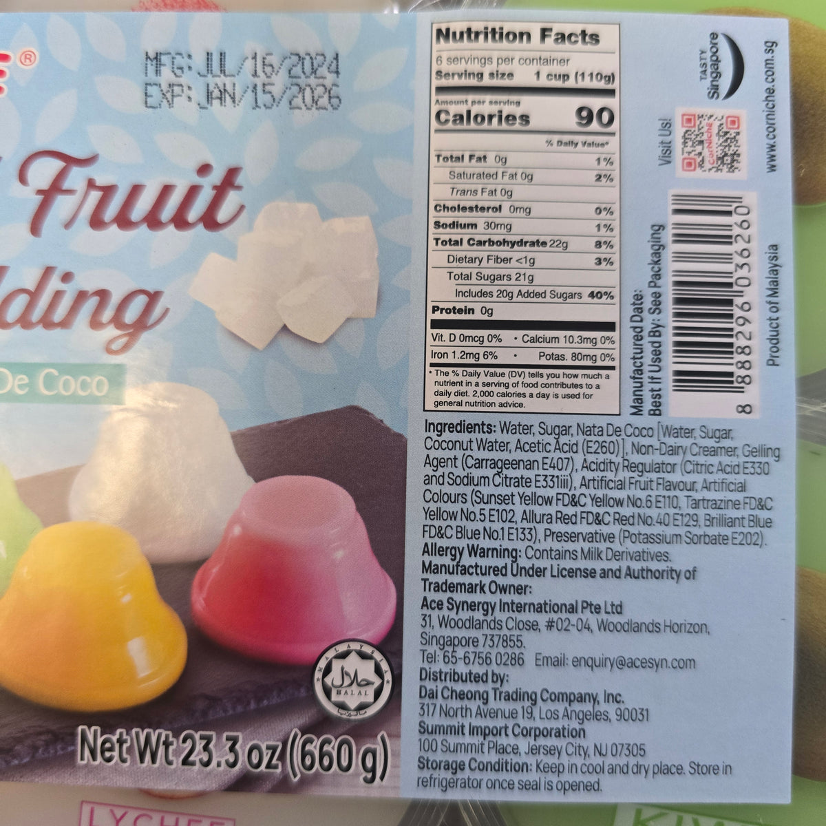 Corniche Mixed Fruit Flavor Pudding 6 pcs Mango Lychee Kiwi