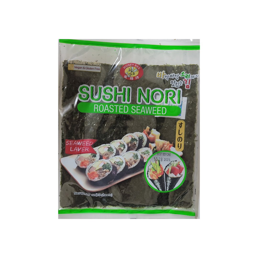 Honey Bee Roasted Seaweed Sushi Nori 10 sheets 0.7 Oz – Aneka Market