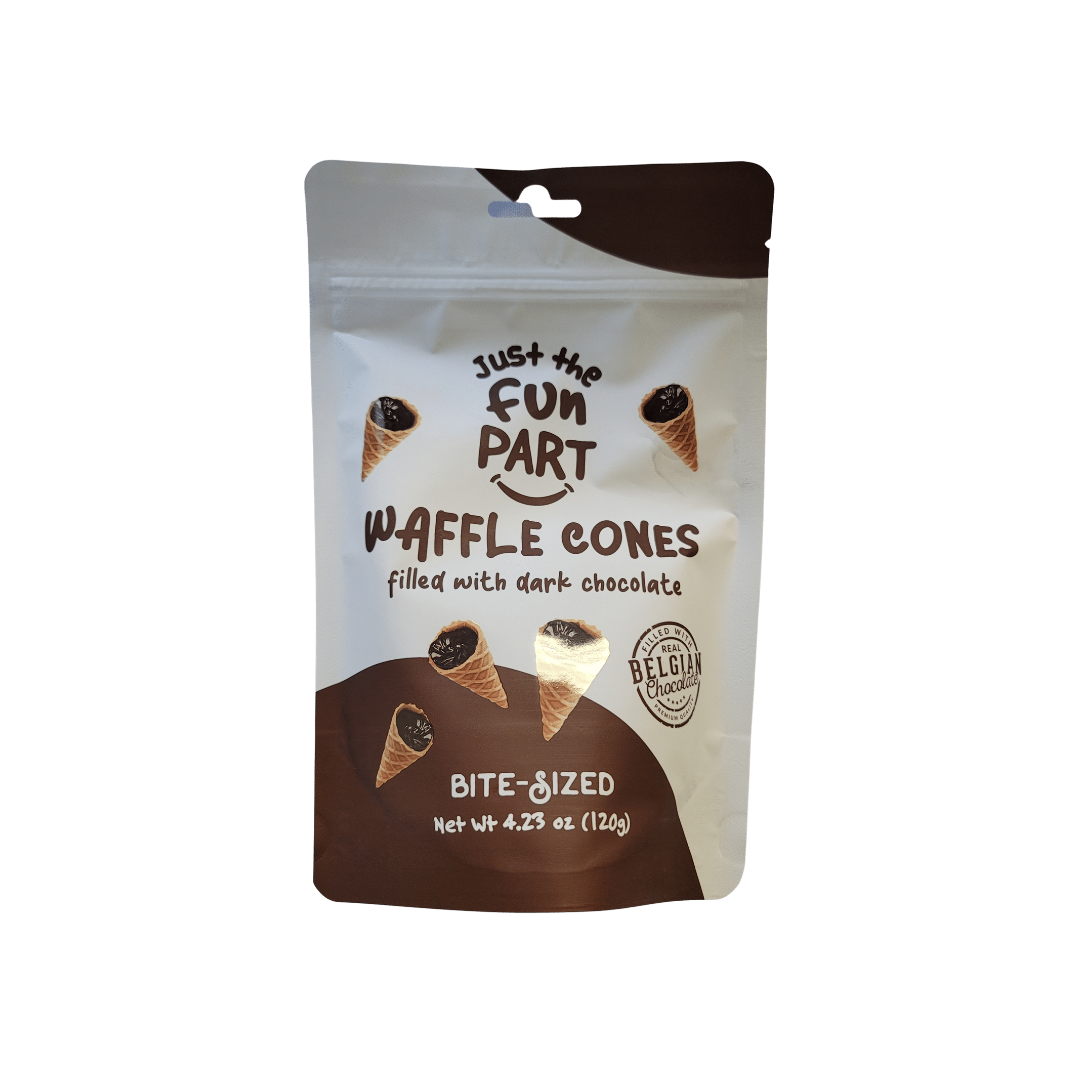 Just The Fun Part Waffle Cones, Dark Chocolate, Bite-Sized - 4.23 oz