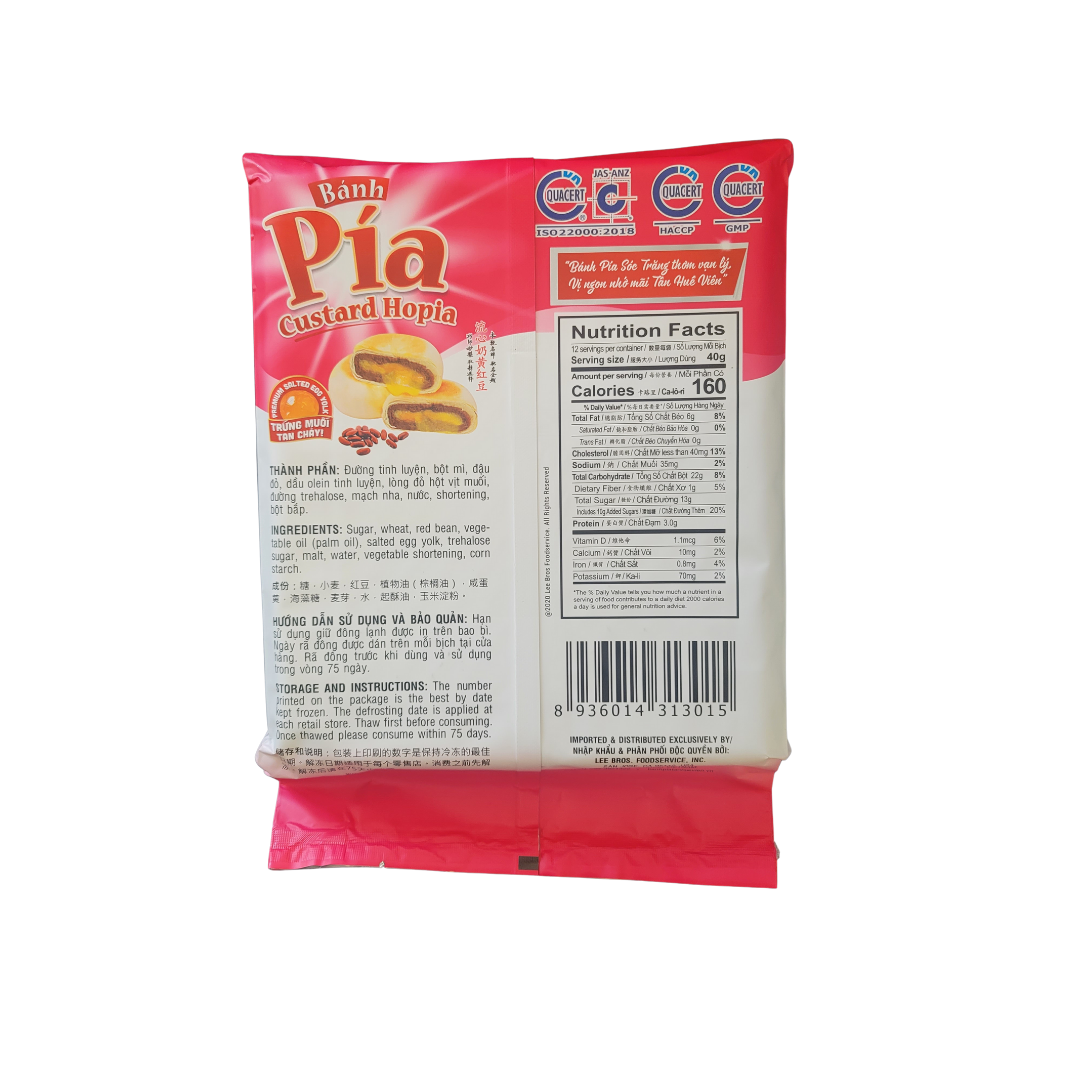 Hopia Cake Banh Pia Lava Custard Red Bean 12 Counts (480 g) Aneka Market