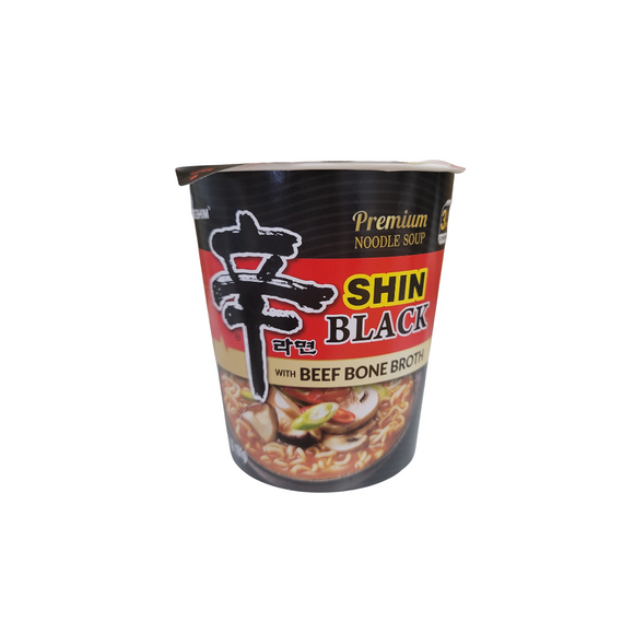 Nongshim Shin Ramyun  Black Spicy Beef & Bone Broth Ramen Noodle Cup 3.5 Oz