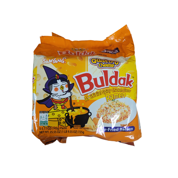 Samyang Buldak Spicy Quattro Cheese Stir Fried Ramen Noodle 5 X 145 G Samyang buldak spicy quattro cheese stir fried ramen noodle 5 x 145 g