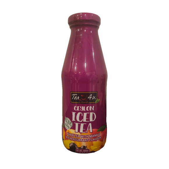 Tea4U Ceylon Iced Tea Black Tea with Mango & Blackcurrant Flavor Zero Sugar 300 ml