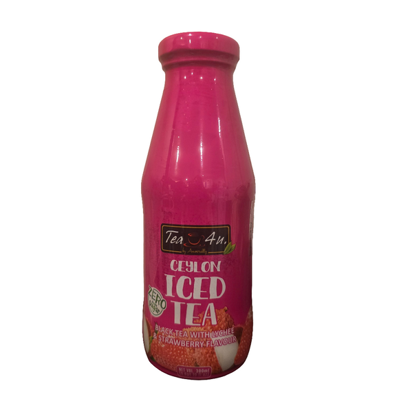Tea4U Ceylon Iced Tea Black Tea with Lychee & Strawberry  Flavor Zero Sugar 300 ml