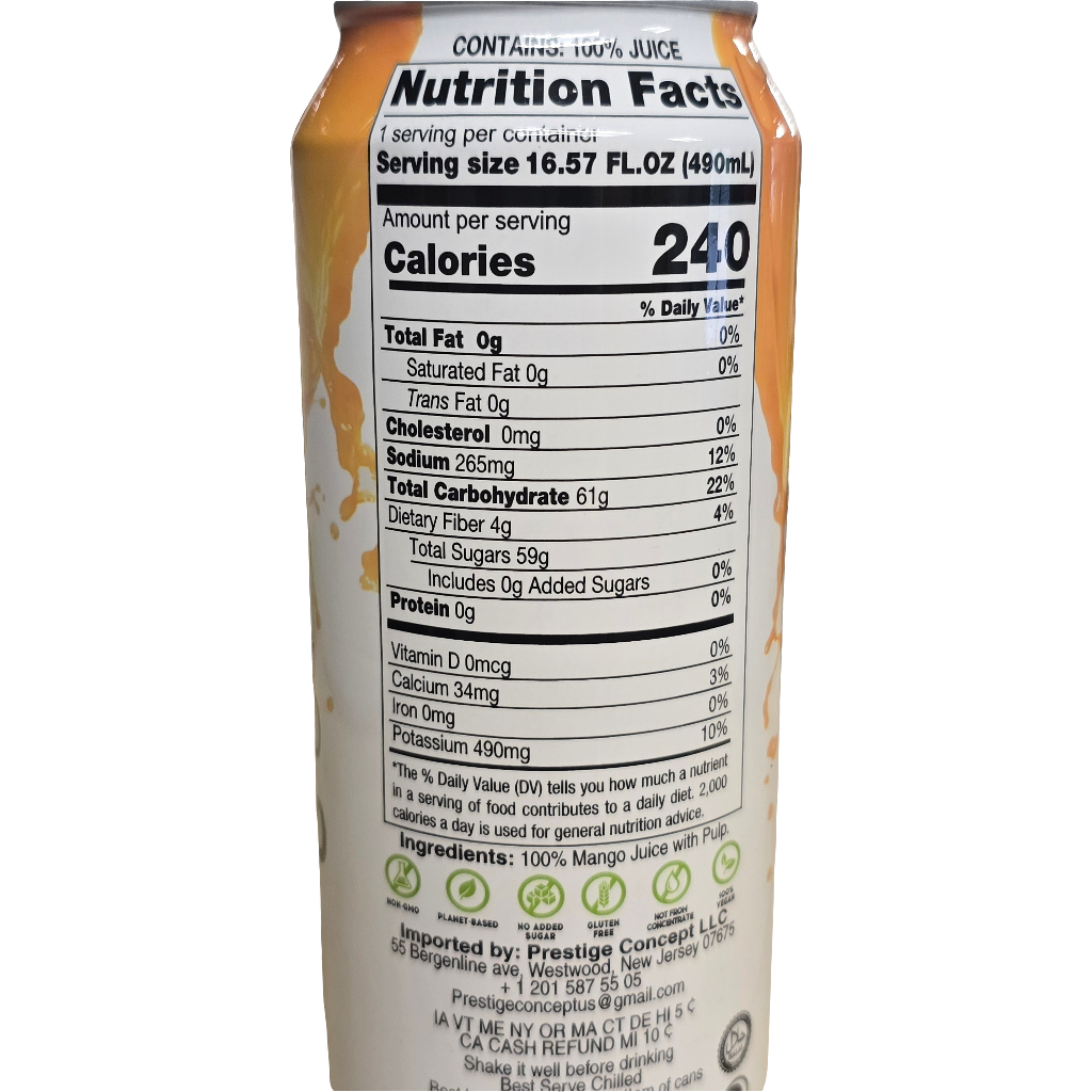American Drop 100% Mango Juice with pulp 490 ml  Aneka Market