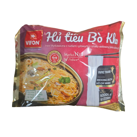 Vifon Vietnamese Style Instant Rice Noodles Artificial Stewed Beef Flavor 2.29 Oz (65 g)