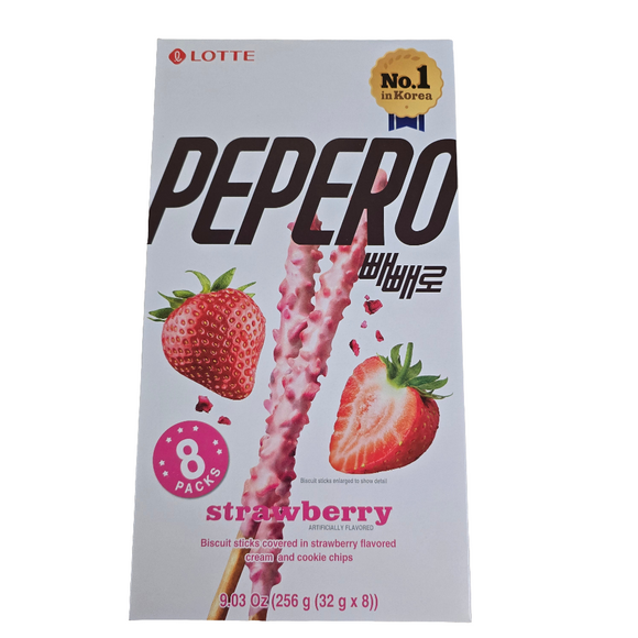 Lotte Pepero Strawberry pack of 8 (32gx8)