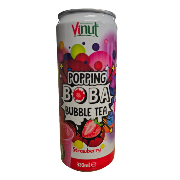Vinut Popping Boba Bubble Tea Strawberry 320 ml