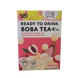 YZB Ready to Drink Boba Tea Dragon Fruit Green Tea and Lychee Popping Boba 3 Servings (300 g)