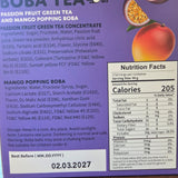 YZB Ready to Drink Boba Passion Fruit Green Tea and Mango Popping Boba Kit (300 g)