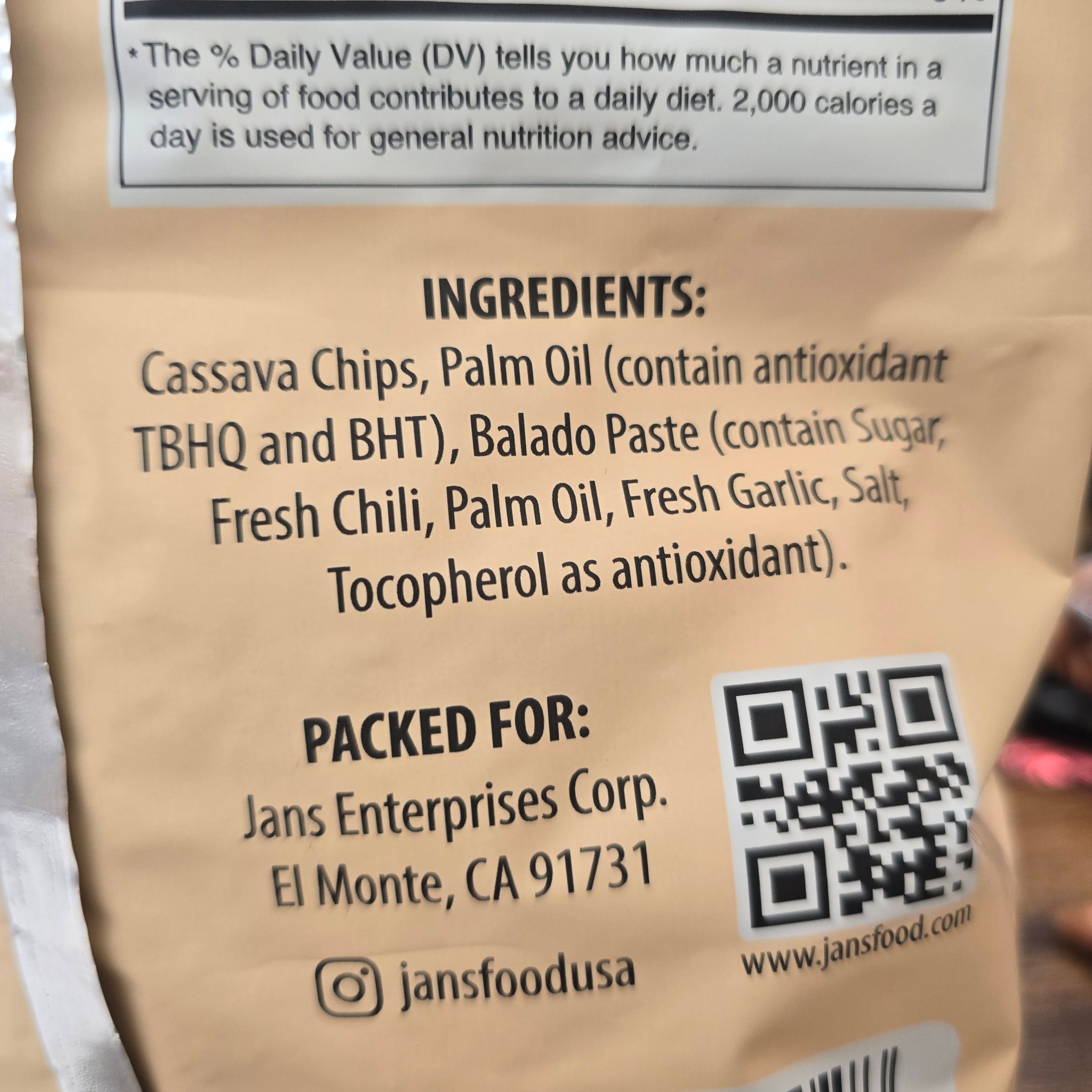 Jans Cassava Chips Sweet & Spicy Chili (Balado) 8 Oz (226 g