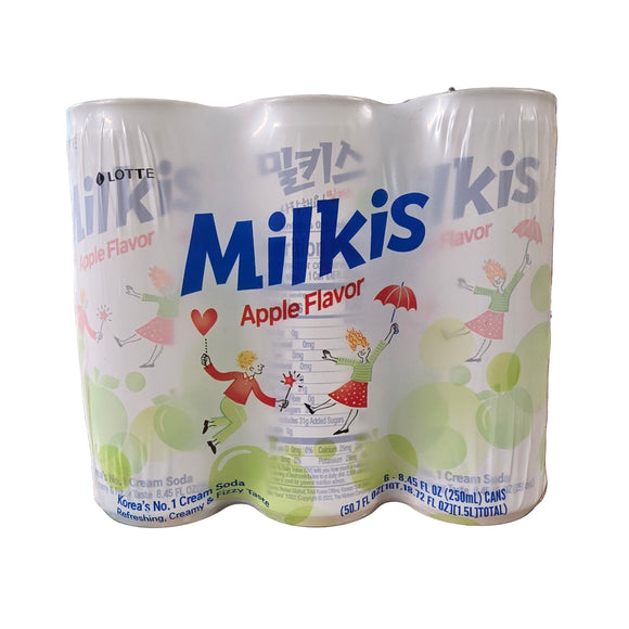 Lotte Milkis Apple Carbonated Drink 8.45 fl oz (250 ml) Pack of 6