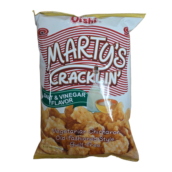 Oishi Marty's Cracklings Salt & Vinegar Chips Vegetarian Chicharon 90 g