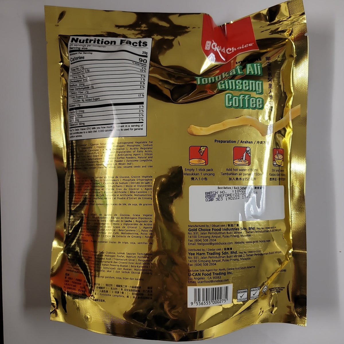 Gold Choice Tongkat Ali Ginseng Coffee 20 x 20 g (0.70 oz) – Aneka Market