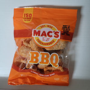 Mac's Chicharrones Fried Pork Skin BBQ Flavor 1 Oz (28 g)