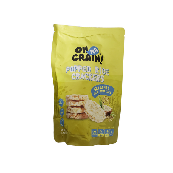 Oh Ma Grain Popped Rice Crackers Original 1.5 Oz