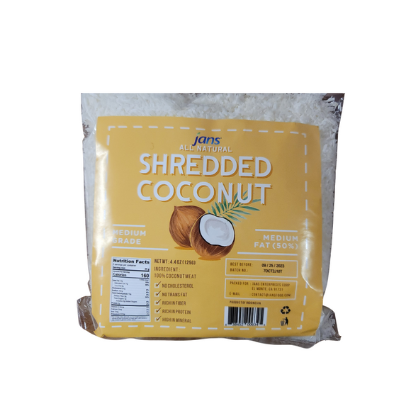 Jans Shredded Coconut Medium Grd (50-55% fat) 4.4 Oz