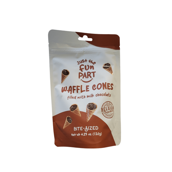 Just The Fun Part Waffle Cones, Milk Chocolate, Bite-Sized - 4.23 oz