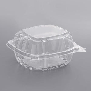 C57 PST1 ClearSeal 6" x 5 13/16" x 3" Hinged Lid Plastic Container - 125 pcs